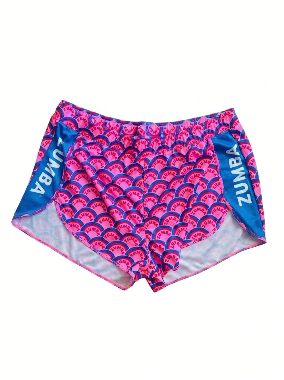 Zumba Retro Beat Shorts Pink Blue Pattern Athletic Running Dance Workout XL